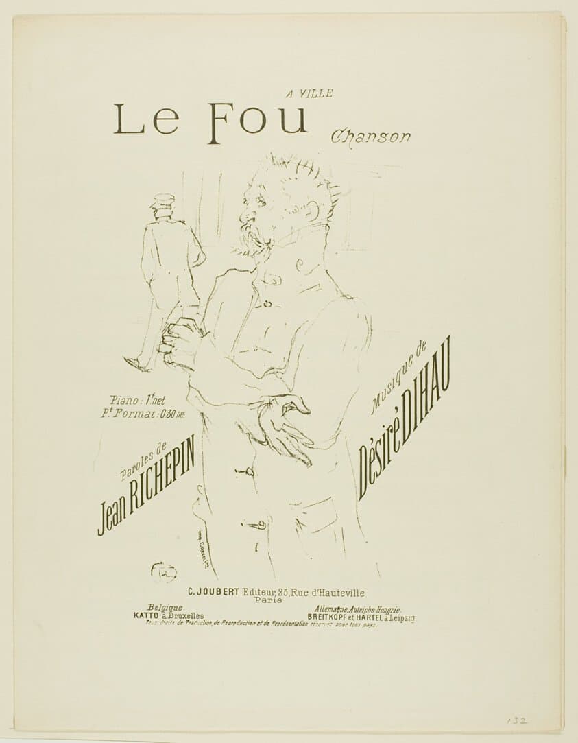 The Madman, from Mélodies de Désiré Dihau — Henri de Toulouse-Lautrec