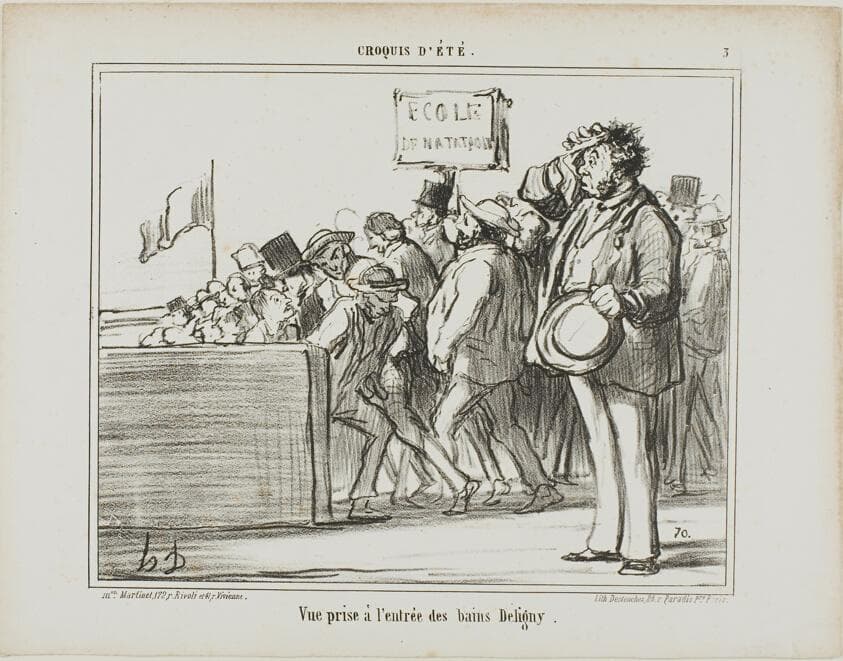 Entrance to the public baths at Deligny, plate 3 from Croquis D'été — Honoré Daumier