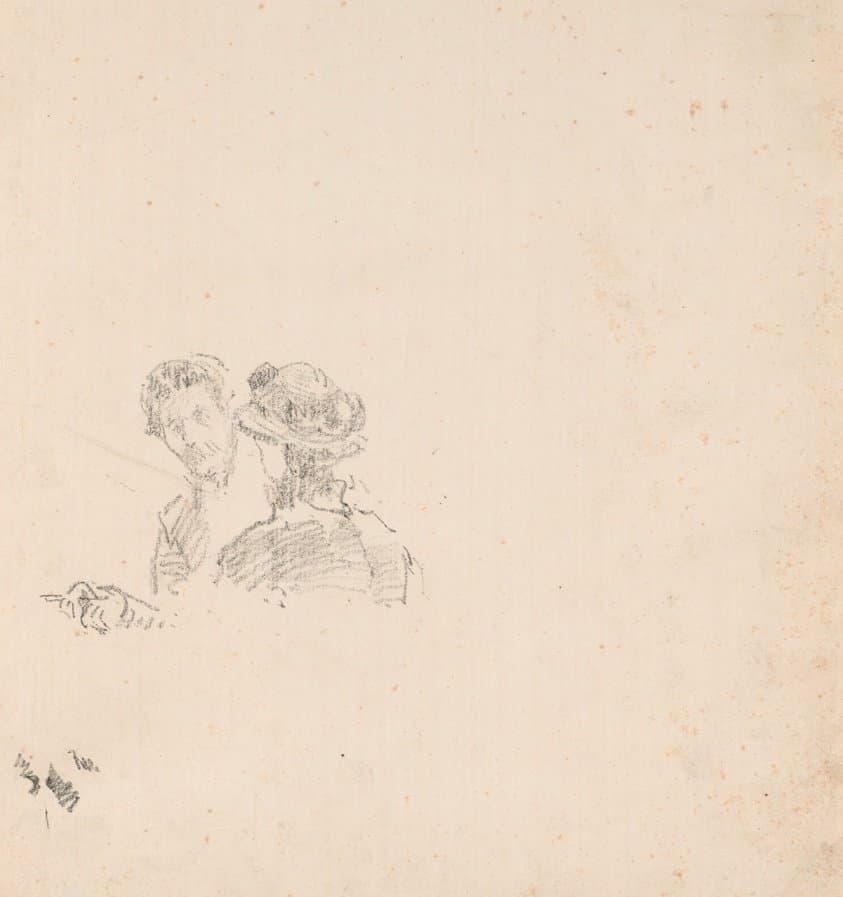 Sketch: Self-Portrait with Miss R. Birnie Philip — James Abbott McNeill Whistler