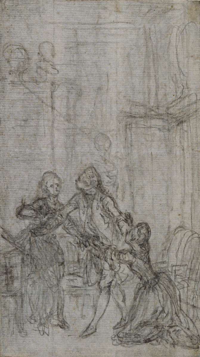 Study for Vignette-Frontispiece in Charles-Simon Favart's "L'Amitié à L'Epreuve" — Hubert François Gravelot
