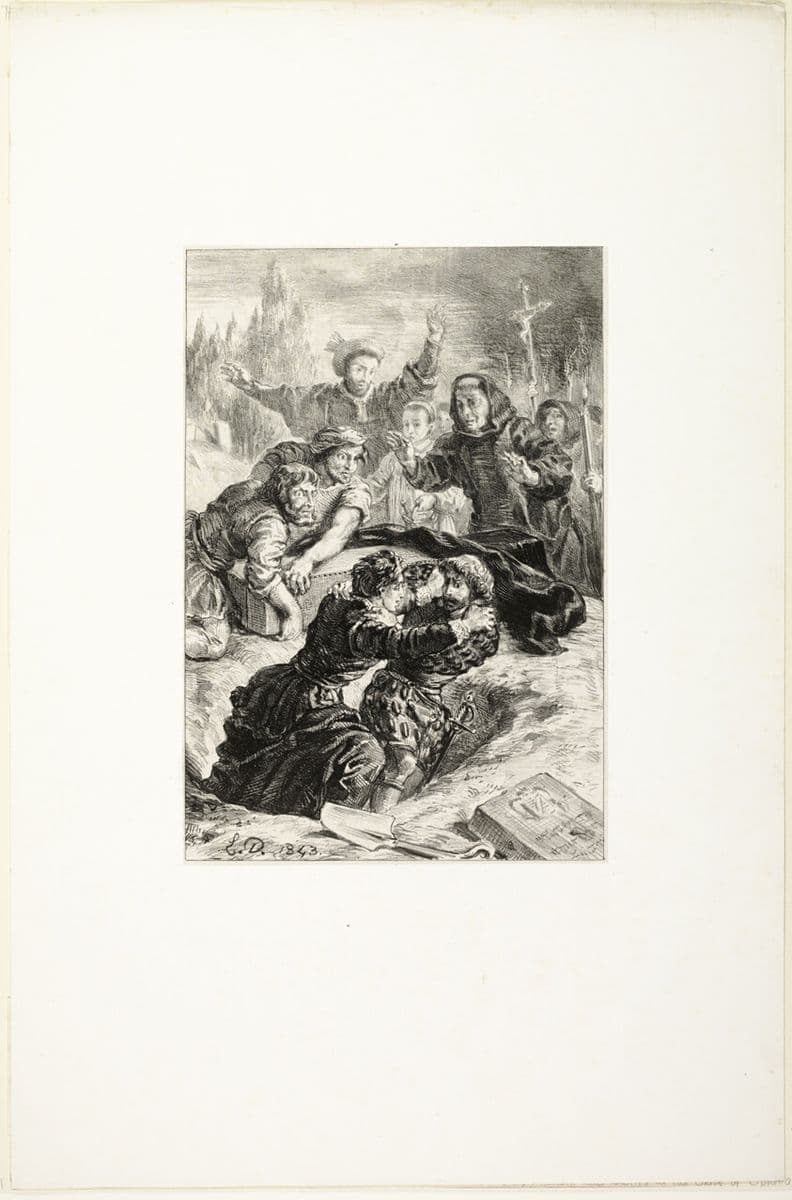 Hamlet and Laertes in Ophelia's Grave — Eugène Delacroix