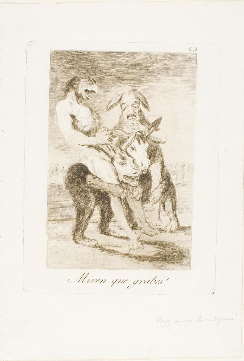 Look How Solemn They Are!, plate 63 from Los Caprichos — Francisco Goya