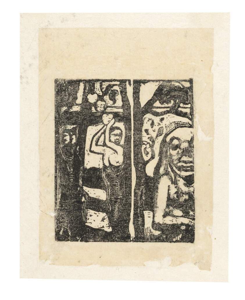 Woman Picking Fruit and Oviri — Paul Gauguin