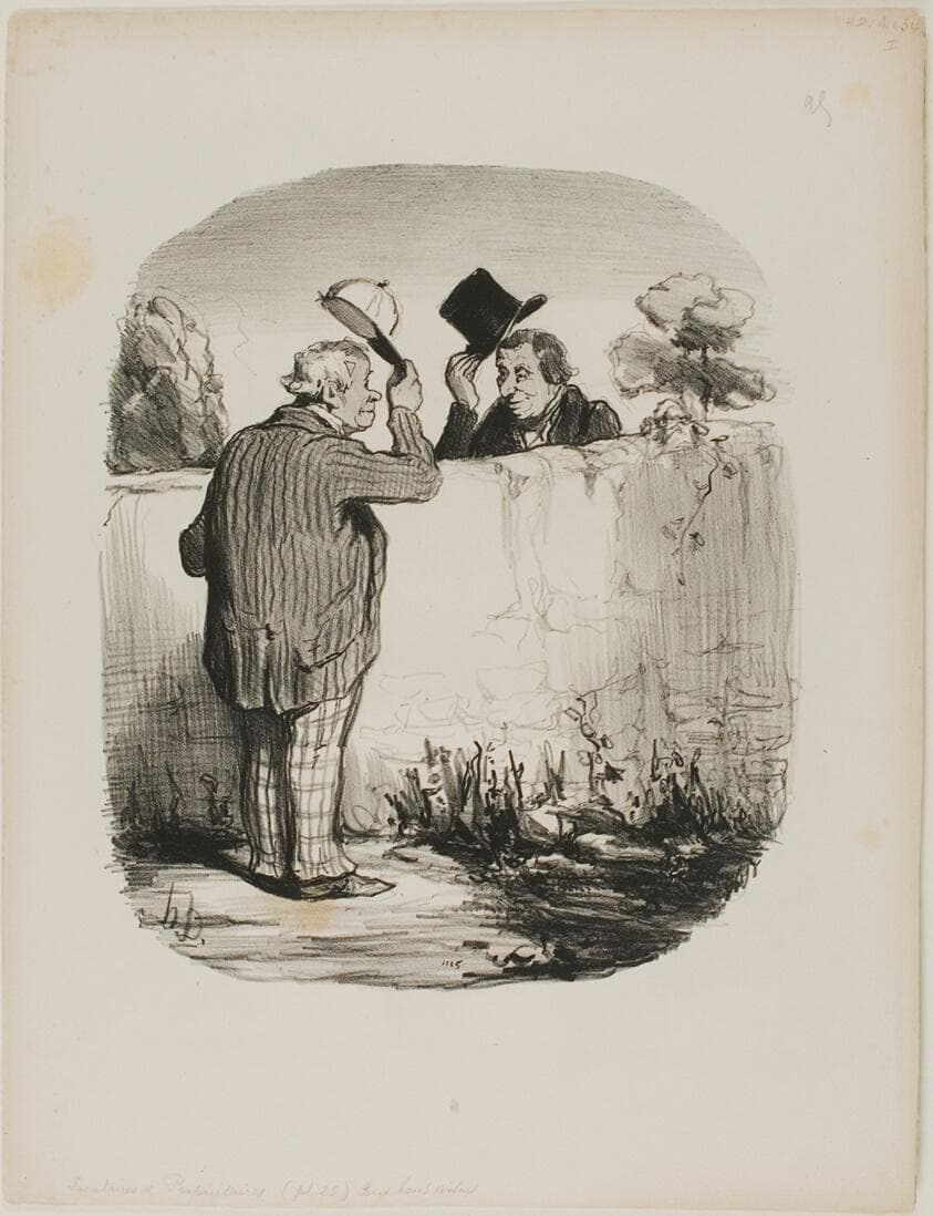 Two Good Neighbors, plate 25 from Locataires Et Propriétaires — Honoré Daumier