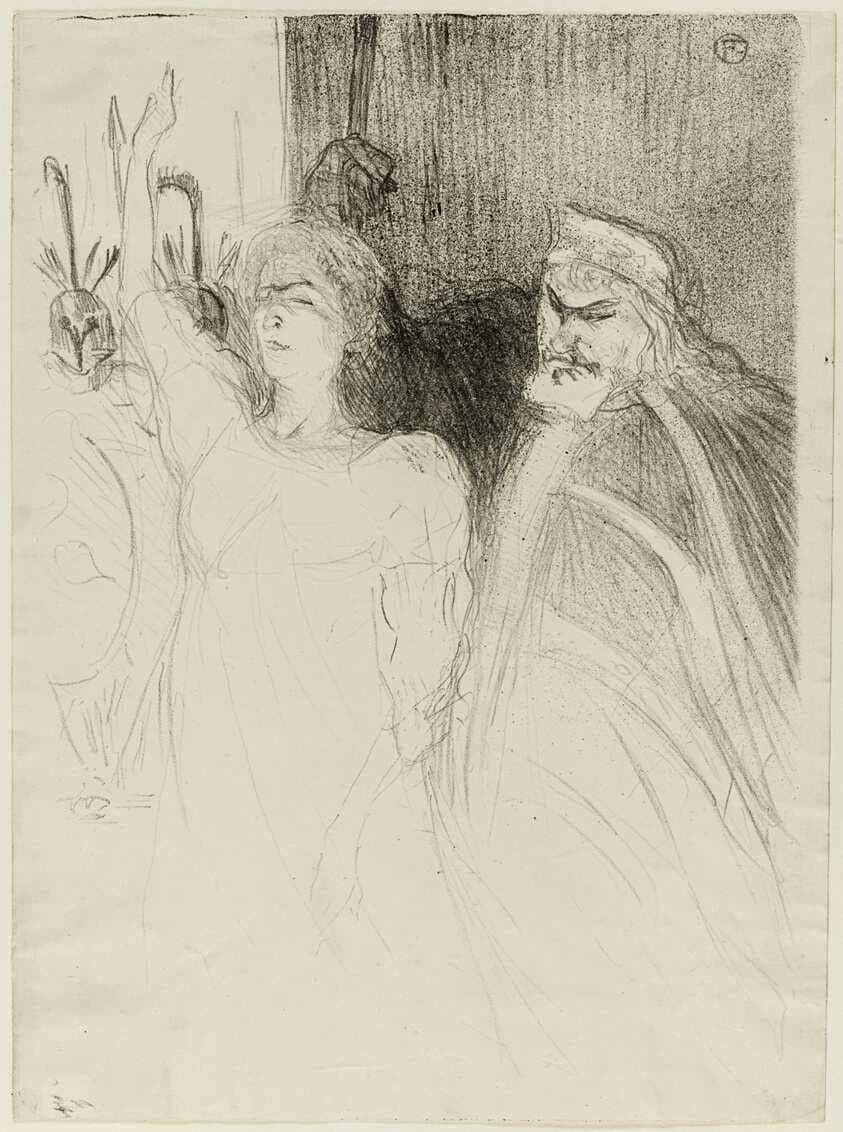 Bartet and Mounet-Sully, in Antigone — Henri de Toulouse-Lautrec