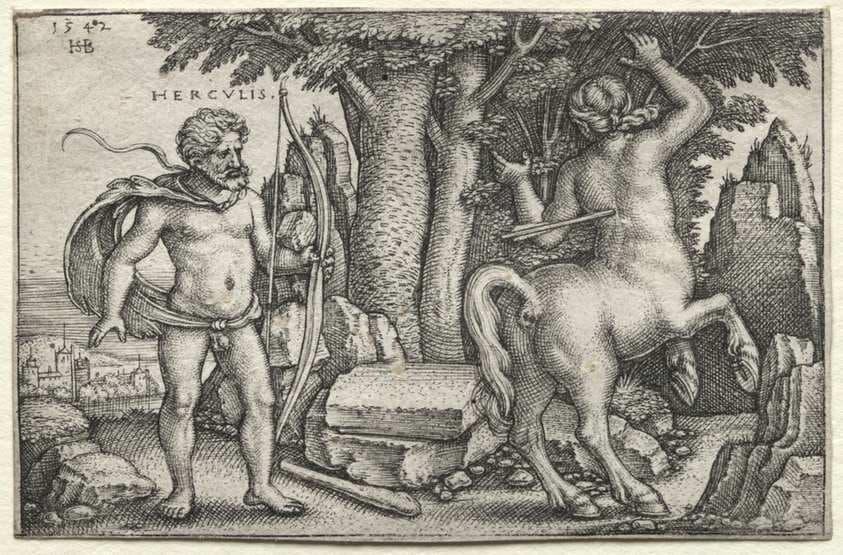 The Labors of Hercules: Hercules and Nessus — Sebald Beham
