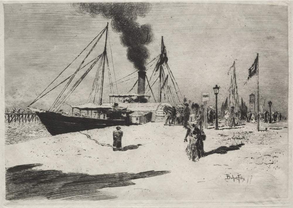 The Wharf at Trouville — Félix-Hilaire Buhot