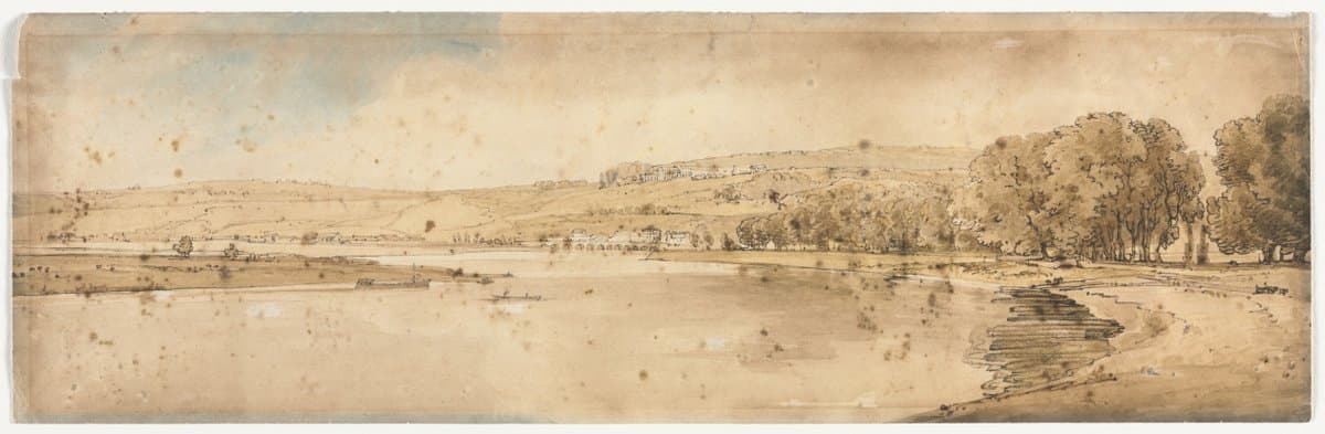 A Selection of Twenty of the Most Picturesque Views in Paris:  View of Bell Vue and Pont de Sêve taken from the Terrace near Pont de St. Cloud — Thomas Girtin