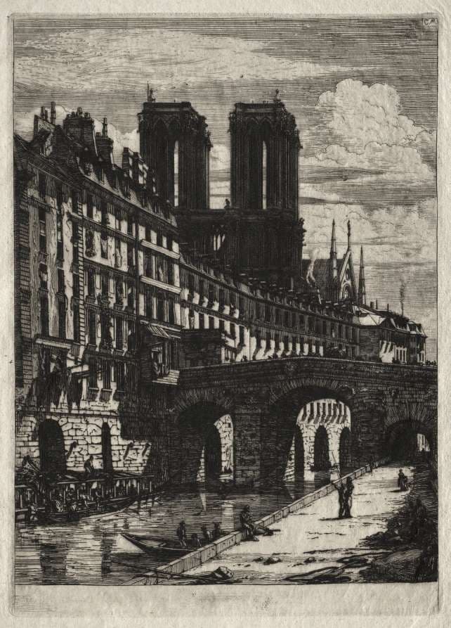 Etchings of Paris:  The Little Bridge — Charles Meryon