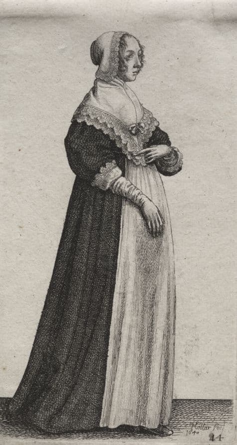 The Several Habits of English Women, from the Nobility to the Country Women as they are in these times:  The Woman with a High Neckcloth — Wenceslaus Hollar