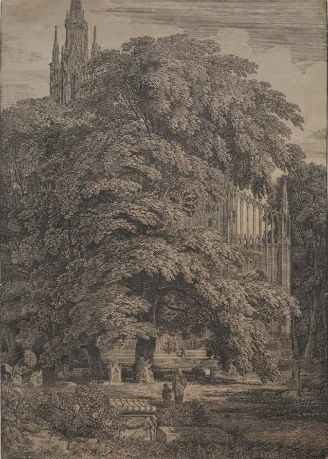 Gothic Church among Oaks — Karl Friedrich Schinkel