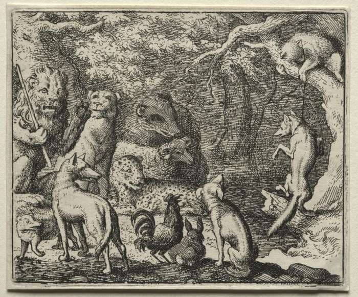 Reynard the Fox:  Reynard Asks Permission to Confess — Allaert van Everdingen