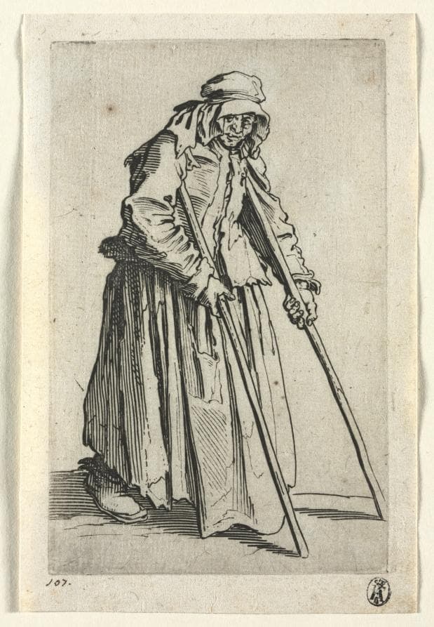 The Beggars: Beggar Woman on Crutches — Jacques Callot