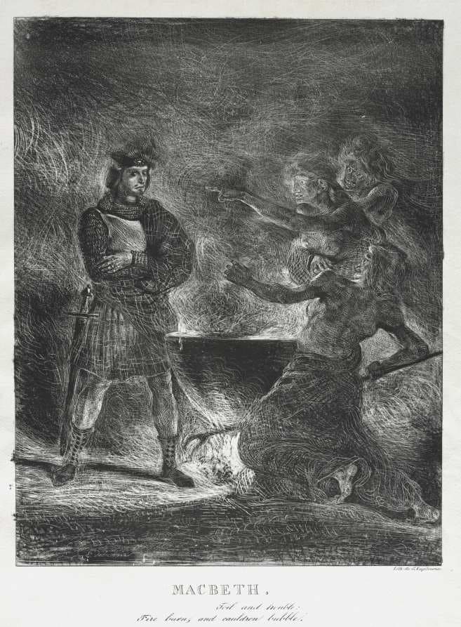 Macbeth Consulting the Witches — Eugène Delacroix