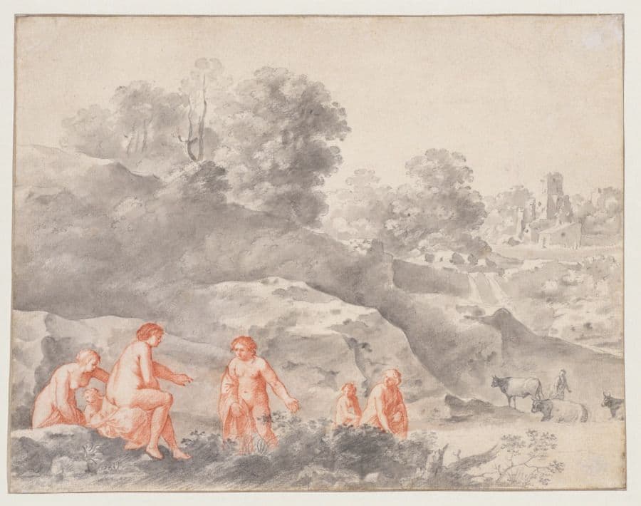 Nudes in a Landscape (possibly Diana and Callisto) — Cornelis van Poelenburgh