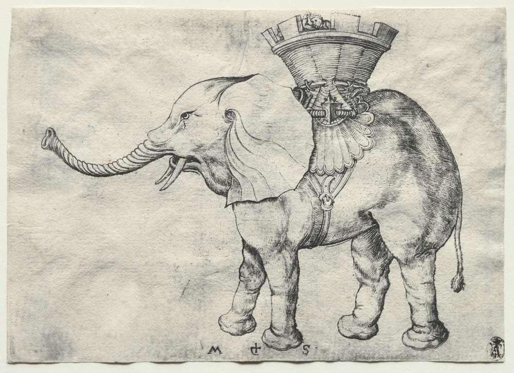 An Elephant with Howdah — Martin Schongauer