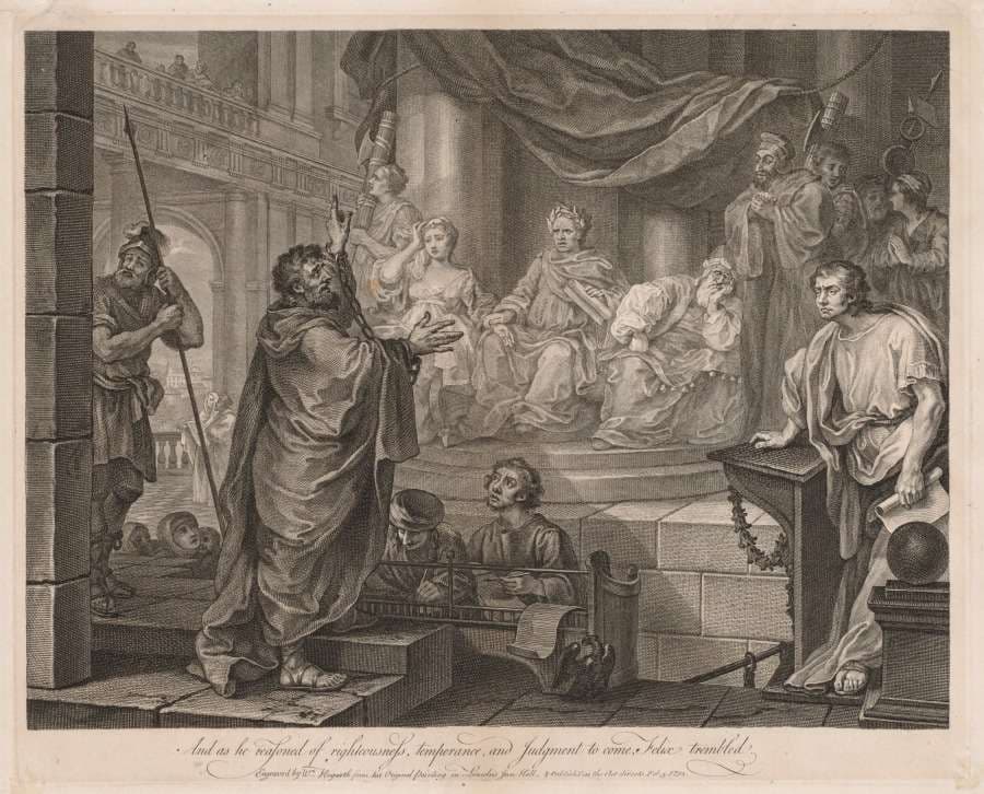 Paul before Félix (Large Plate) — William Hogarth
