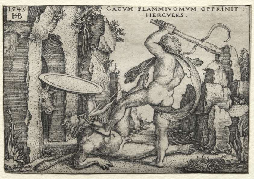 The Labors of Hercules: Hercules Killing the Giant Cacus — Sebald Beham