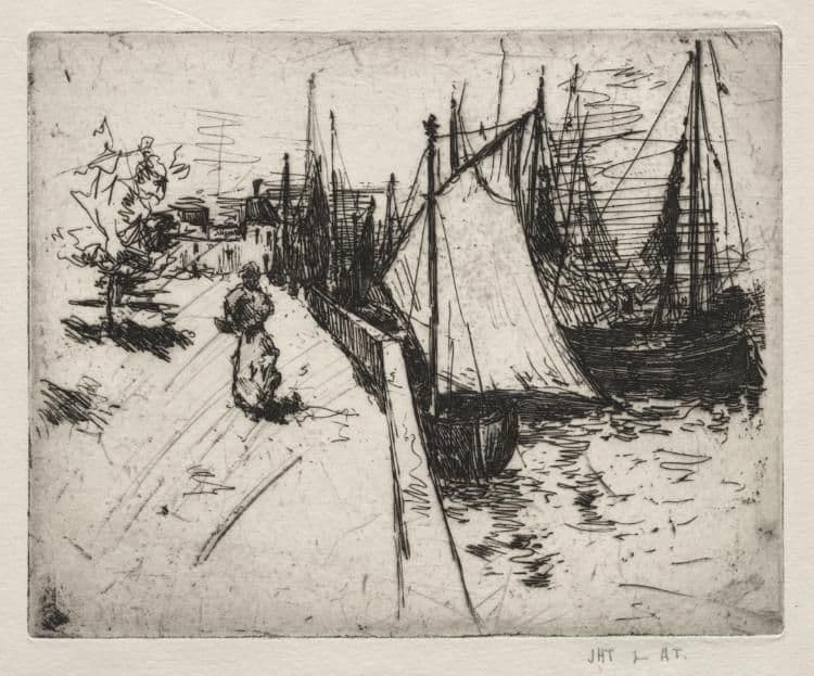 Woman on Quay, Honfleur — John Henry Twachtman