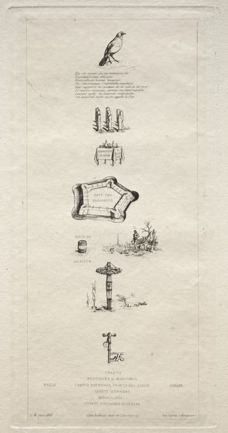 Rebus:  "Beranger was not really strong for he never had the key to the fields" — Charles Meryon