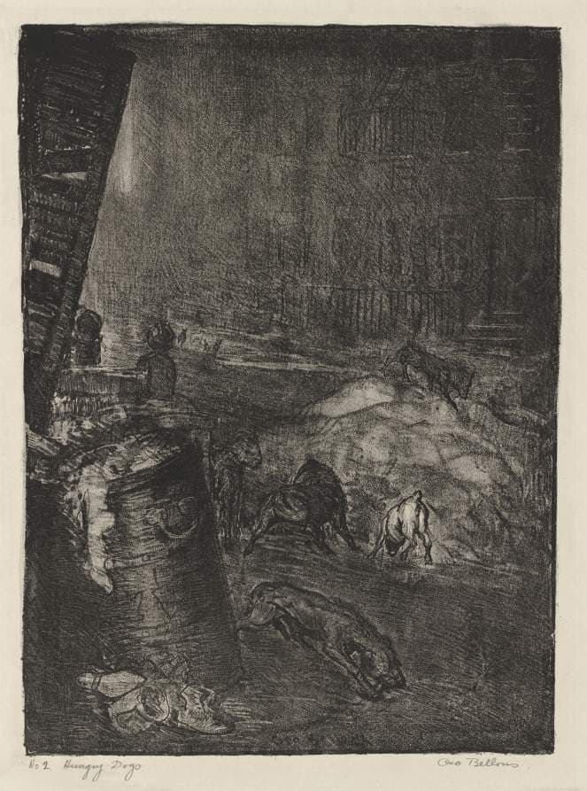 Hungry Dogs, Second Stone, second state — George Bellows