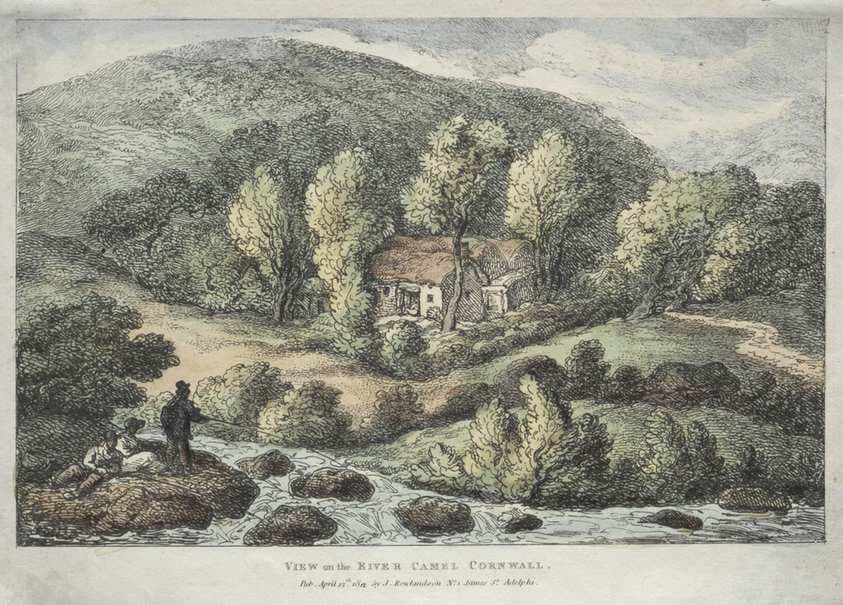 Views in Cornwall:  View on the River Camel, Cornwall — Thomas Rowlandson