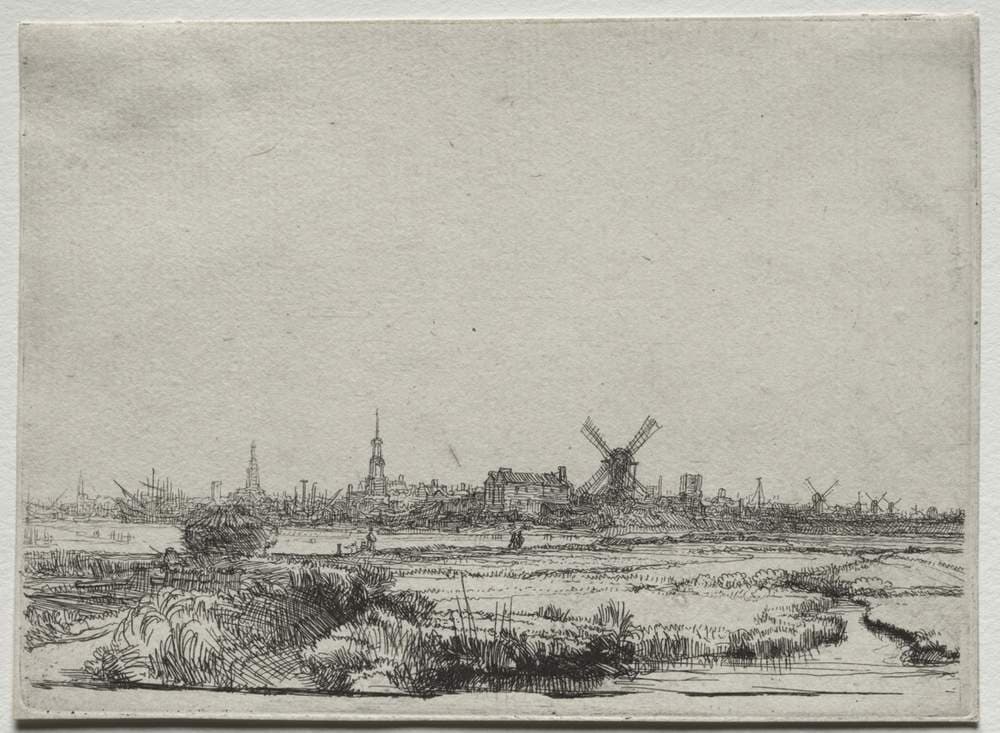 View of Amsterdam from the North West — Rembrandt van Rijn