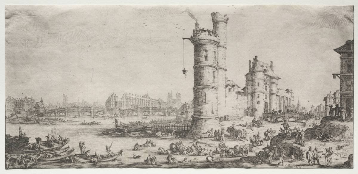 Les deux grandes vues de Paris:  Vue du Pont Neuf — Jacques Callot