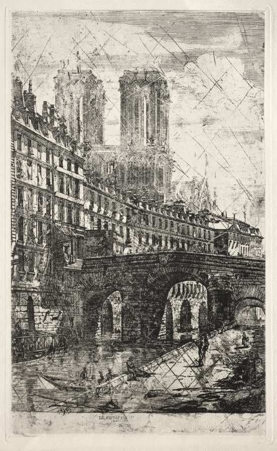 Etchings of Paris:  The Little Bridge — Charles Meryon