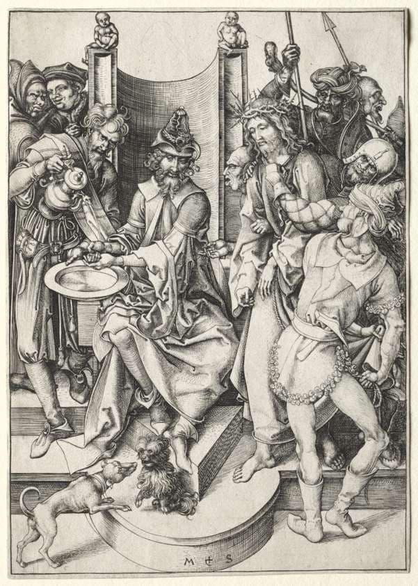 The Passion:  Christ Before Pilate — Martin Schongauer