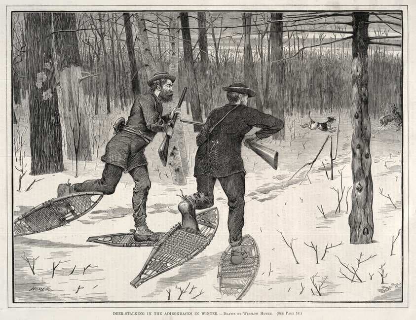 Deer Stalking in the Adirondacks in Winter — Winslow Homer