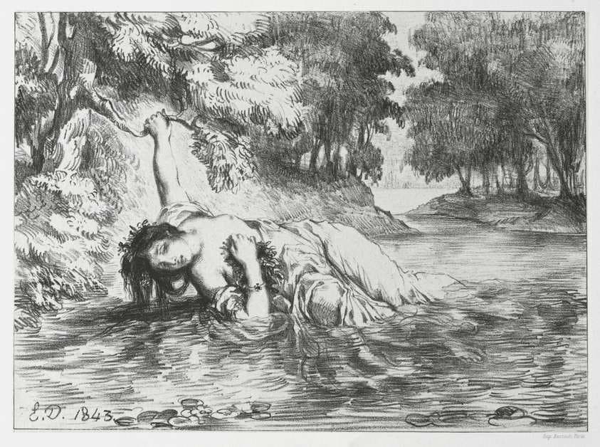 Hamlet:  The Death of Ophelia — Eugène Delacroix