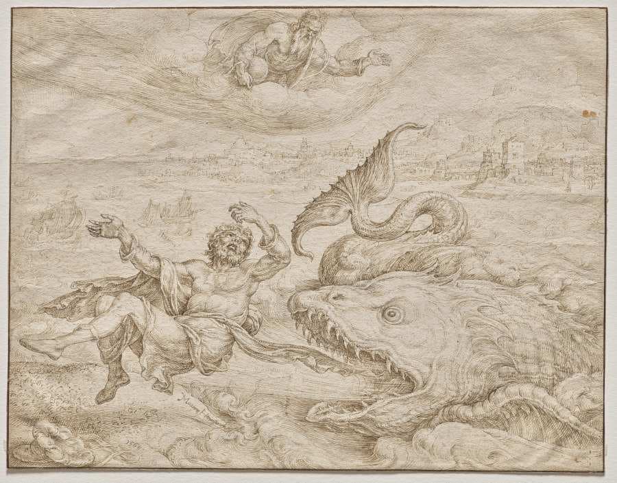 Jonah Cast Out by the Whale onto the Shore of Nineveh — Maarten van Heemskerck