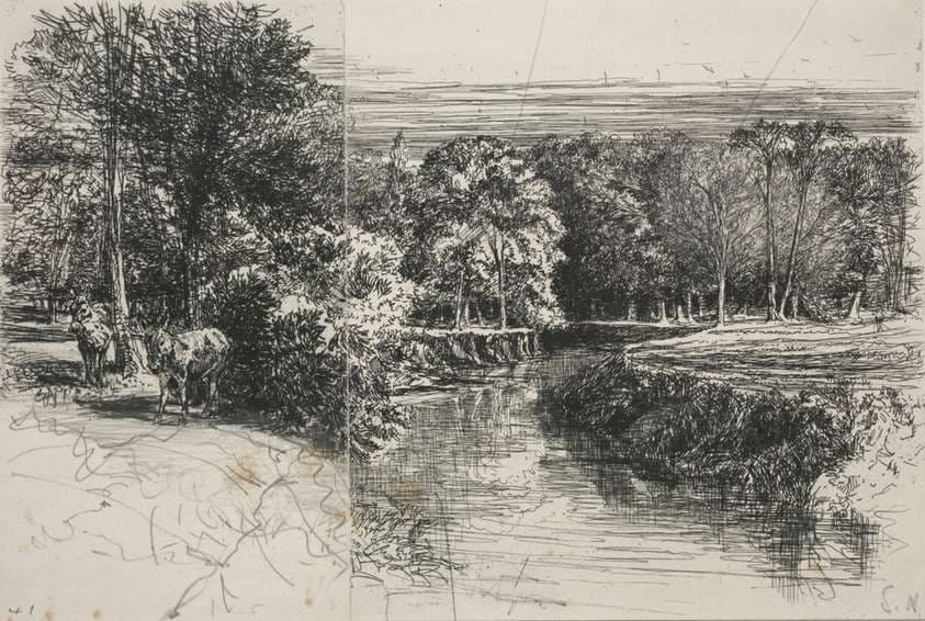Dundrum River and the Two Asses — Francis Seymour Haden
