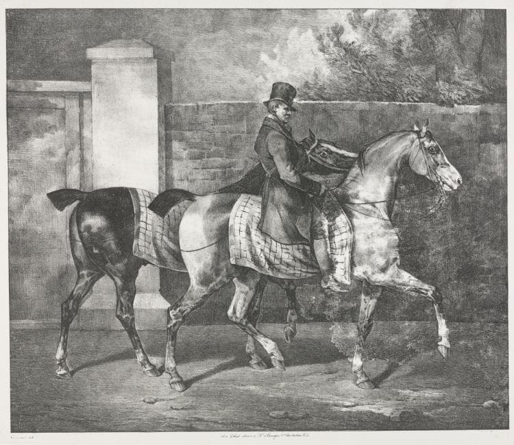 Two Horses Exercised by a Jockey — Théodore Géricault