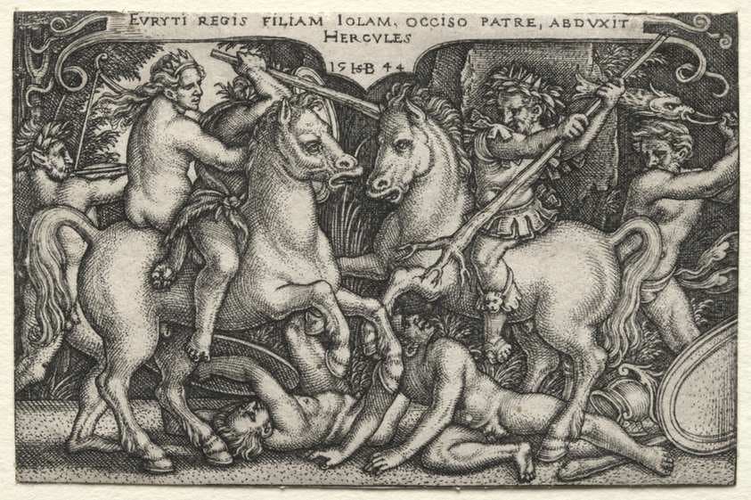 The Labors of Hercules: Hercules Abducting Iole — Sebald Beham