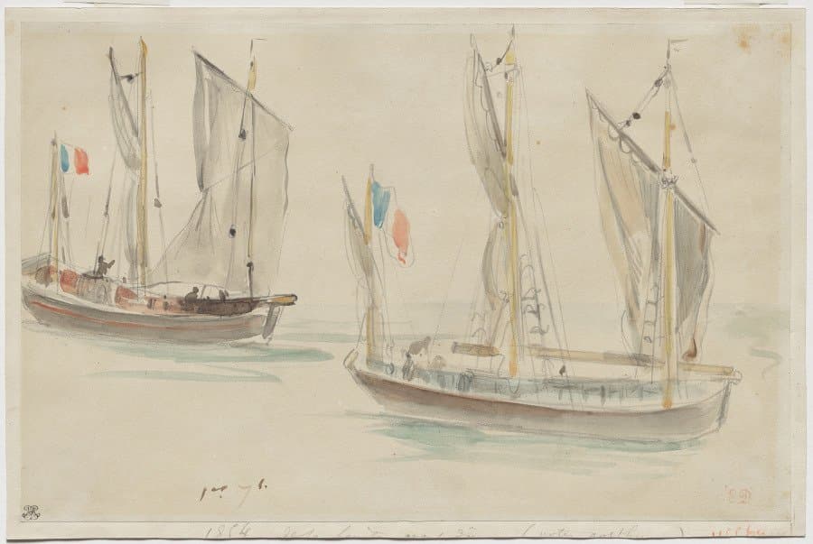 Two Boats at the Harbor of Dieppe — Eugène Delacroix