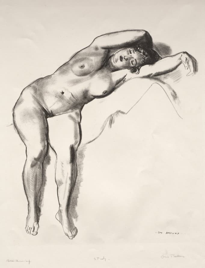Nude Study, Woman Stretched on Bed — George Bellows