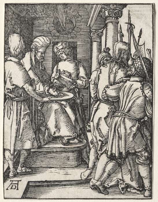 The Small Passion:  Pilate Washing His Hands — Albrecht Dürer