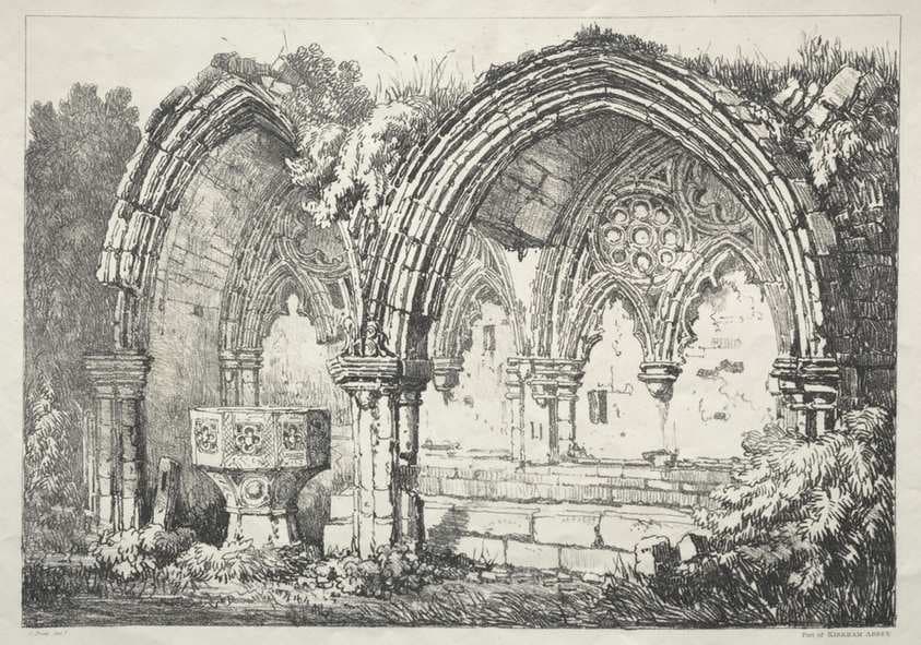 A Series of Ancient Buildings and Rural Cottages in the North of England:  Part of Kirkham Abbey — Samuel Prout