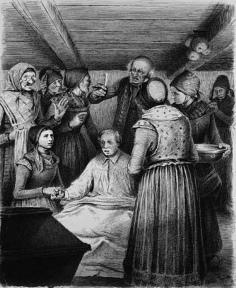 Illustration til St. St. Blicher: "Mowns". Mowns vågner — Hans Smidth