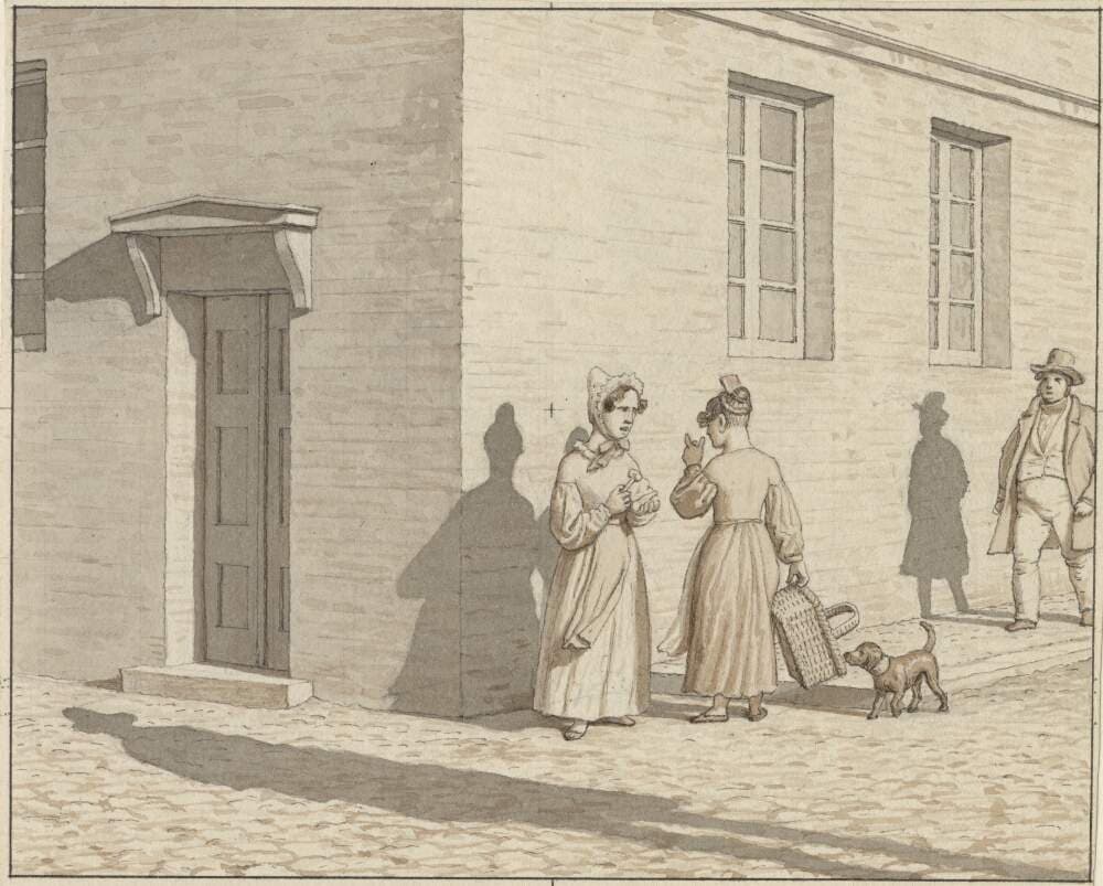 Linear Perspective as Applied in Painting - Plate VII, 1 - A Street Corner Encounter — Christoffer Wilhelm Eckersberg