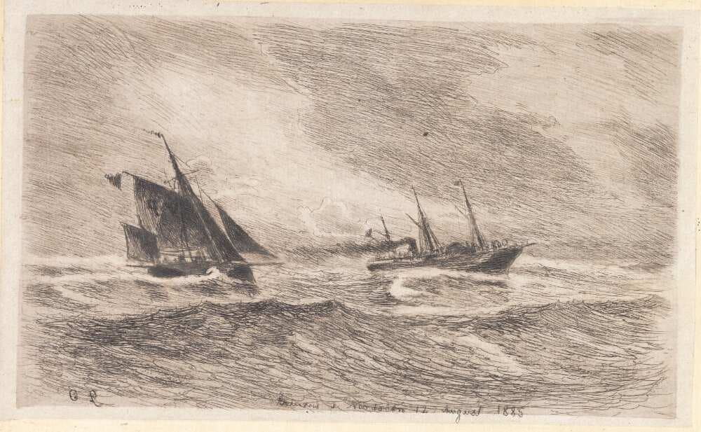Storm i Nordsøen. Arcturus får lods — Carl Locher