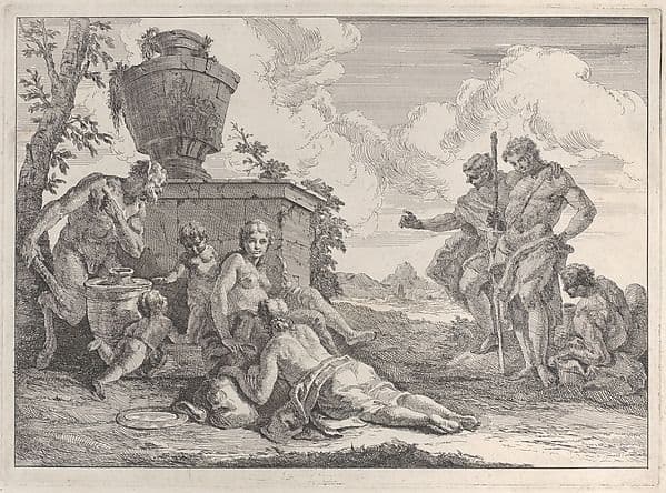 Satyr with Club and Seven Figures, from "Bacchanals and Histories" — Francesco Fontebasso