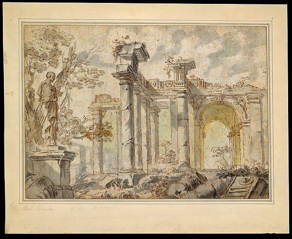 Ruins, with a Statue on the Left — Giovanni Paolo Panini