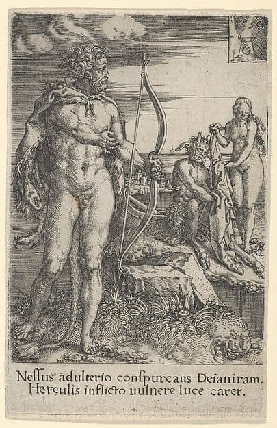 Hercules Killing Nessus, from The Labors of Hercules — Heinrich Aldegrever