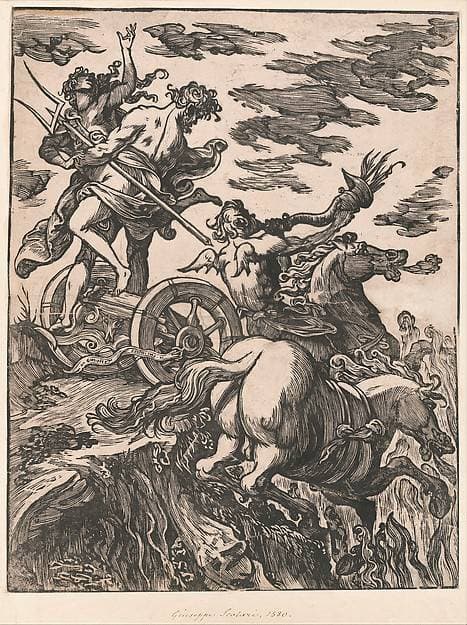 Rape of Persephone with Pluto on horseback at right — Giuseppe Scolari