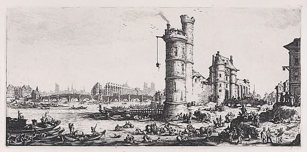 Vue de Pont-Neuf (View of the Pont-Neuf), from "Les Deux Grandes Vues de Paris" (The Two Large Views of Paris) — Jacques Callot