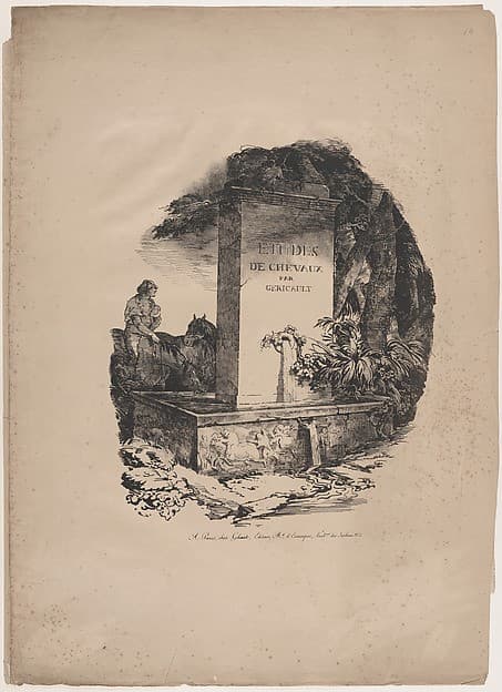 Watering Trough, Title Page of "Studies of Horses" (Etudes de Chevaux) — Théodore Géricault