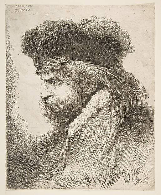 Head of an old man facing left, from "Large Oriental Heads" — Giovanni Benedetto Castiglione